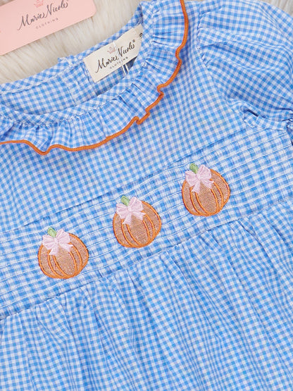 Pumpkin Posh Cutie Embroidered Smocked Dress