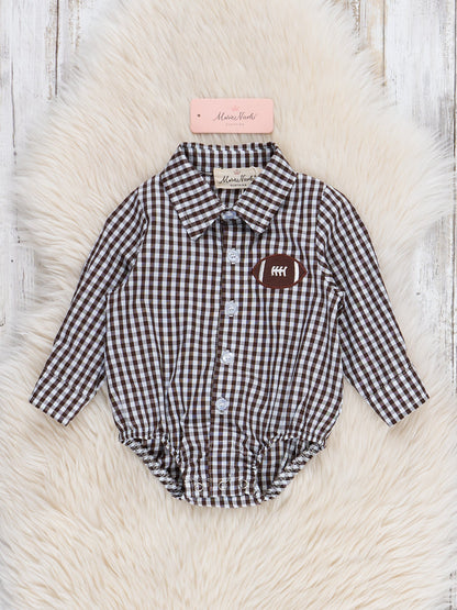 Gingham & Goals Embroidered Football Bubble