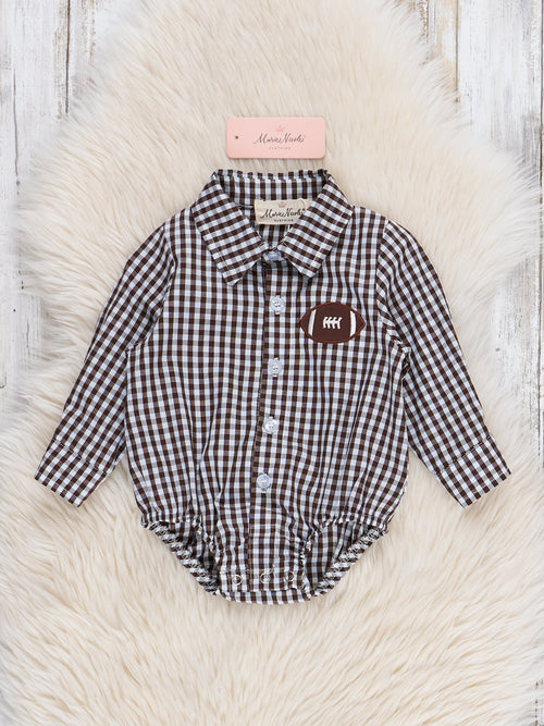 Gingham & Goals Embroidered Football Bubble