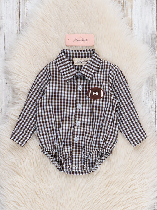 Gingham & Goals Embroidered Football Bubble