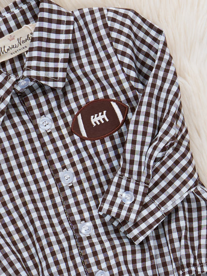 Gingham & Goals Embroidered Football Bubble