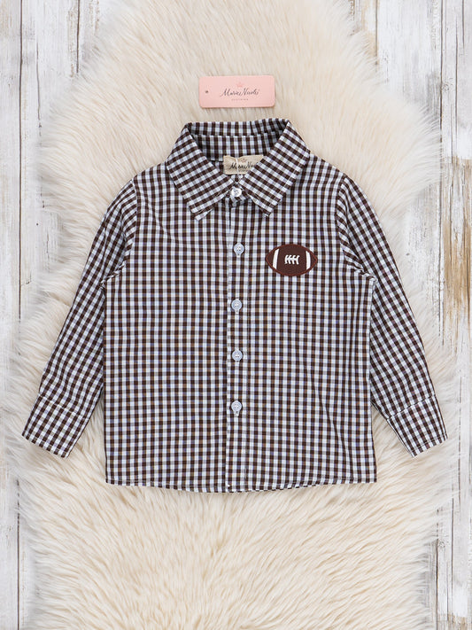 Gingham & Goals Embroidered Football Shirt