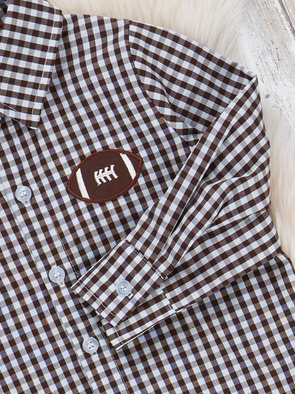 Gingham & Goals Embroidered Football Shirt