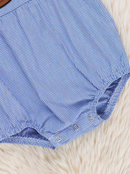 Blue Stripe Cotton Embroidered Football Johnny