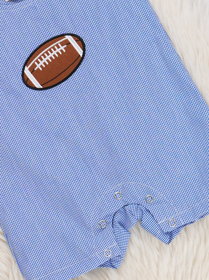 Blue Stripe Cotton Embroidered Football Johnny