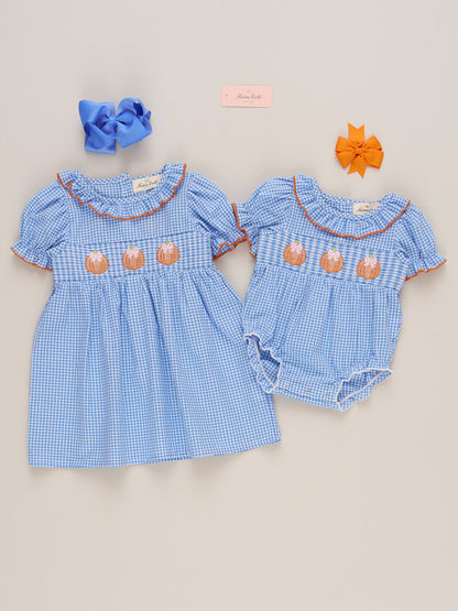 Pumpkin Posh Cutie Embroidered Smocked Dress