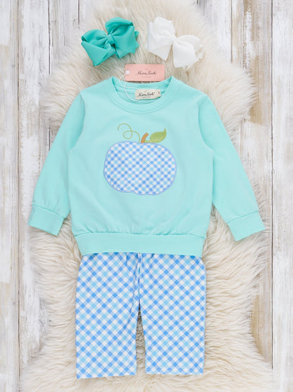Embroidered Gingham Grove Pumpkin Outfit
