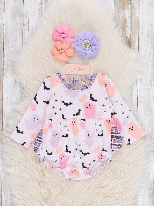 Pink & Purple Ghosts & Bats Ruffle Bubble