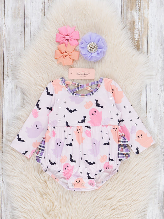 Pink & Purple Ghosts & Bats Ruffle Bubble