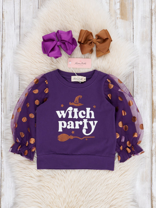 Violet "Witch Party" Polka Dot Top