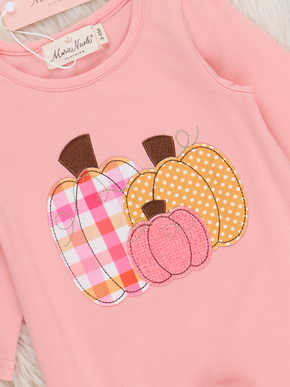 Salmon Pumpkin Plaid Ruffle Romper