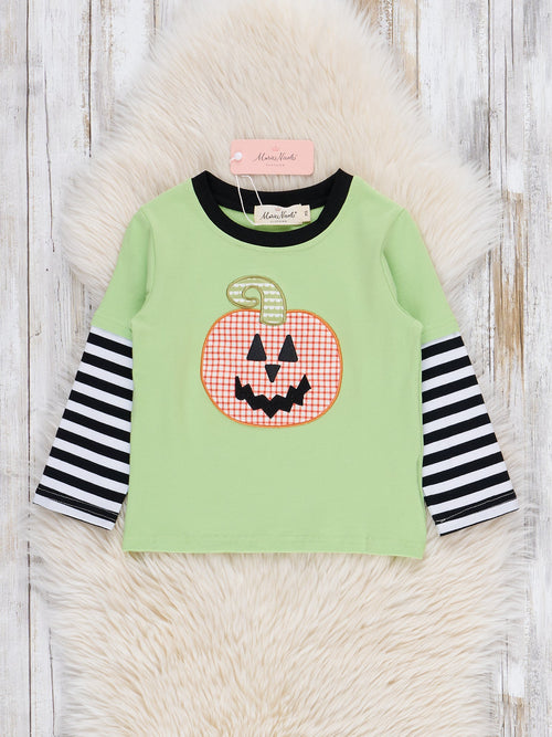 Lime Embroidered Pumpkin Shirt