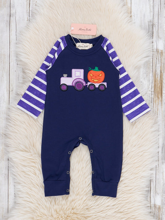 Spooky Tractor Embroidered Romper