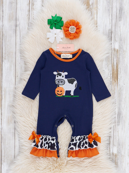 Moo for Treats Embroidered Ruffle Romper