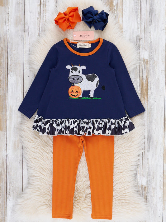 Moo for Treats Embroidered Ruffle Outfit