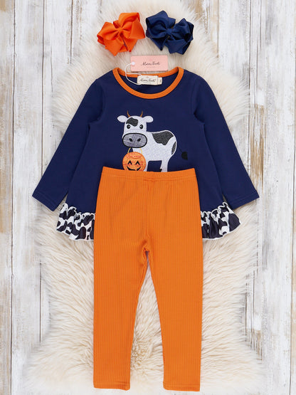 Moo for Treats Embroidered Ruffle Outfit