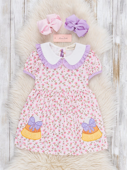 Candy Blossoms Embroidered Ruffle Dress