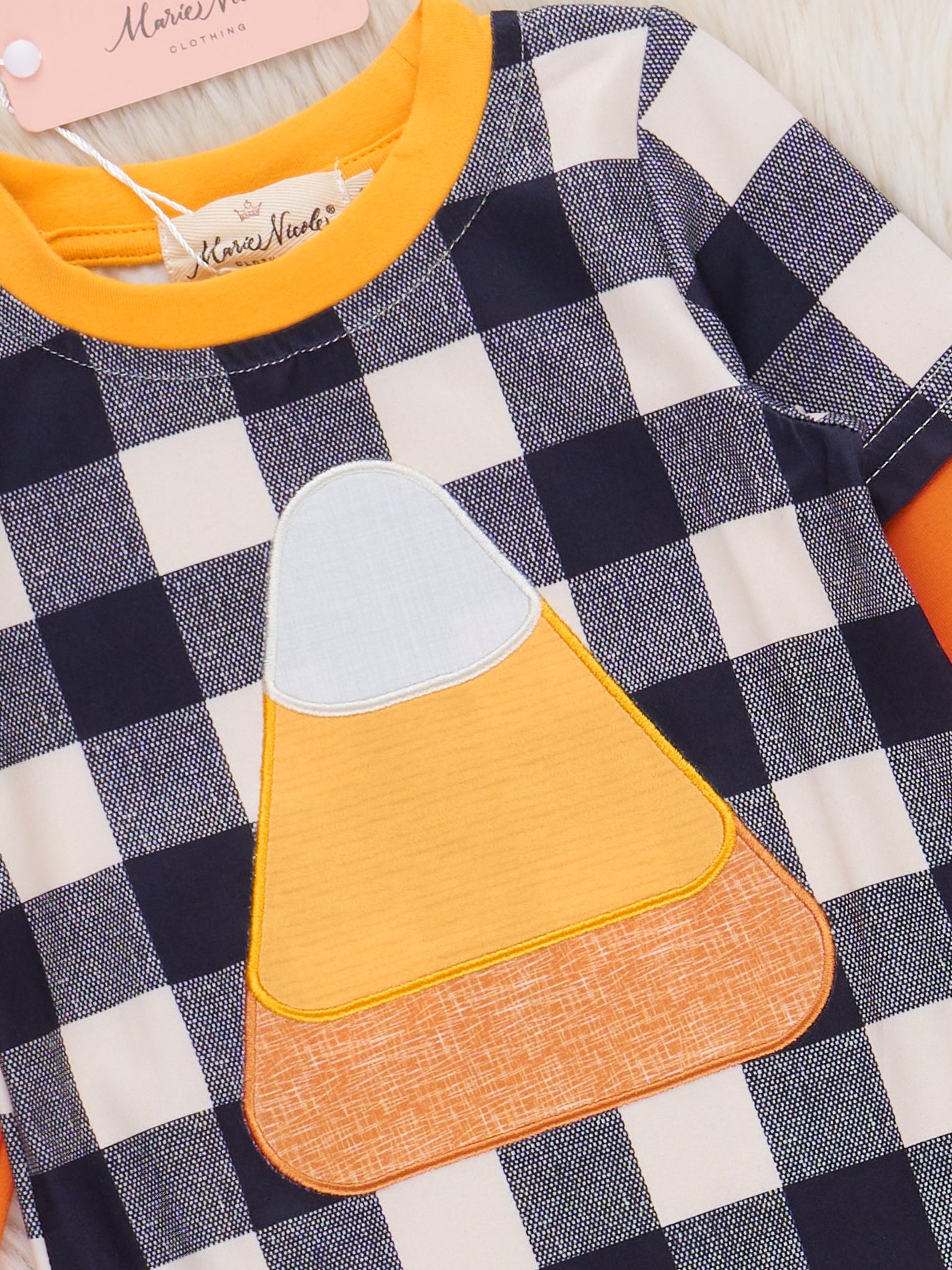 Sweet as Candy Corn Embroidered Romper