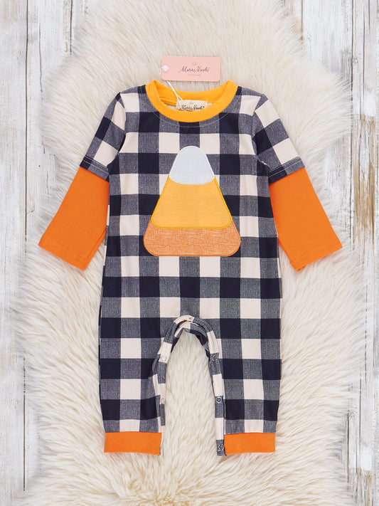 Sweet as Candy Corn Embroidered Romper