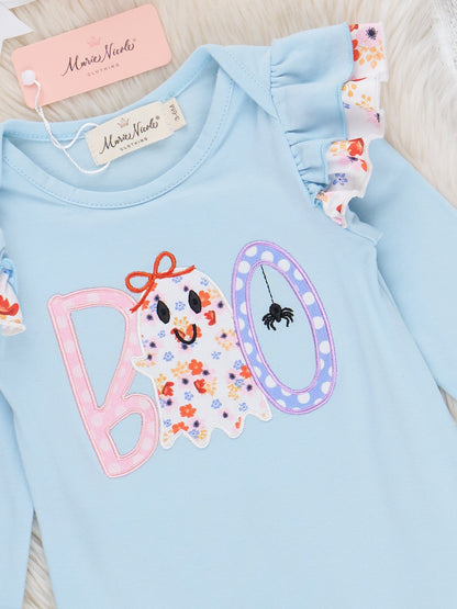 Lil’ Miss Boo Embroidered Ruffle Romper