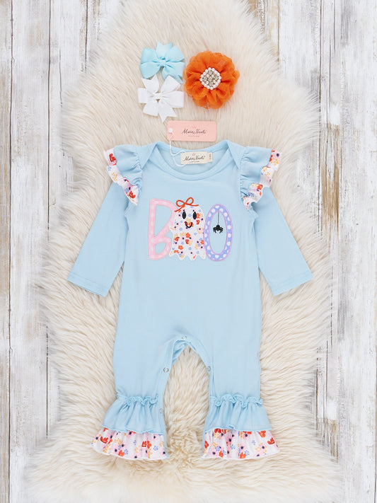 Lil’ Miss Boo Embroidered Ruffle Romper