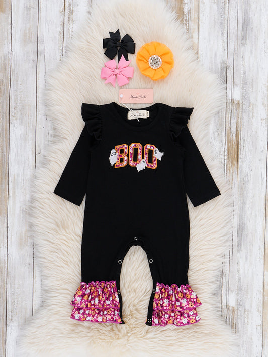 Boo Ghost Garden Bell Ruffle Romper
