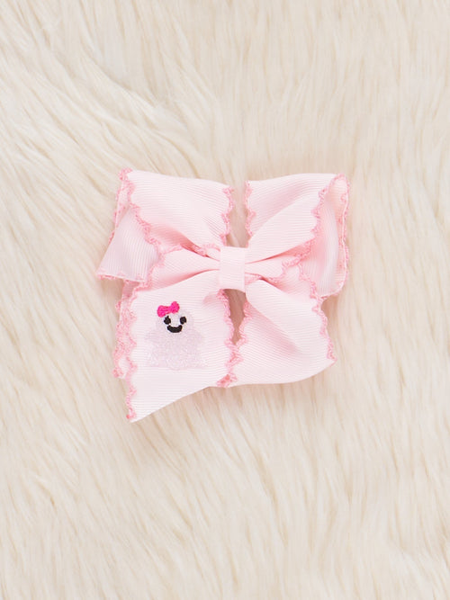 Peek-a-Boo Embroidered Bow- Pink