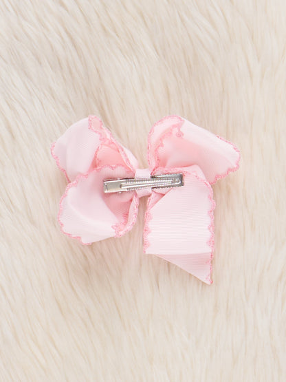Peek-a-Boo Embroidered Bow- Pink