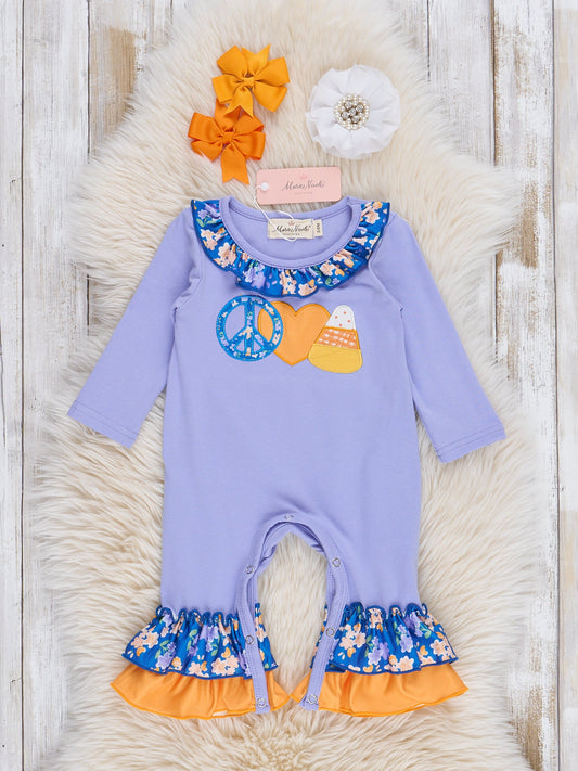Peace, Love, & Candy Corn Ruffle Romper