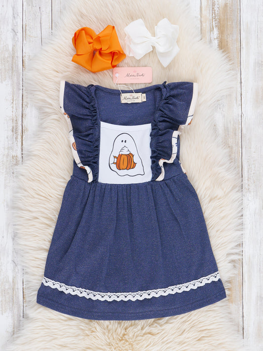 Pumpkin Spice Ghost Ruffle Dress