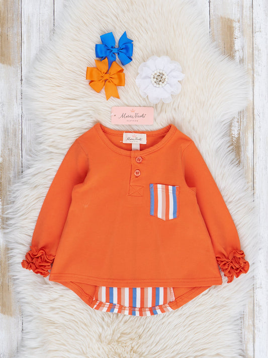 Striped Peek-a-Boo Swing Shirt in Orange