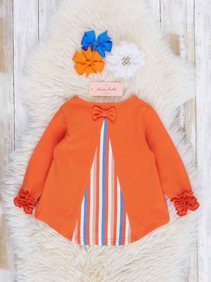 Striped Peek-a-Boo Swing Shirt in Orange