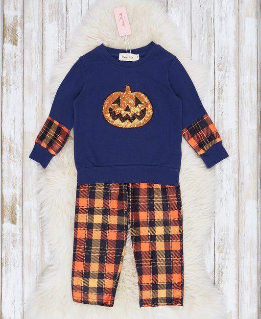 Embroidered Halloween Plaid Outfit
