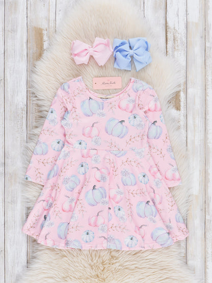 Long Sleeve Harvest Pumpkin Swing Dress