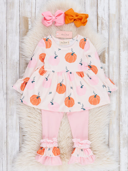 Pink & Orange Sweet Gourds Ruffle Outfit