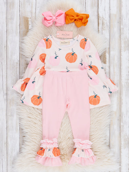 Pink & Orange Sweet Gourds Ruffle Outfit