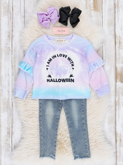 Purple Ombre Halloween Love Ruffle Outfit