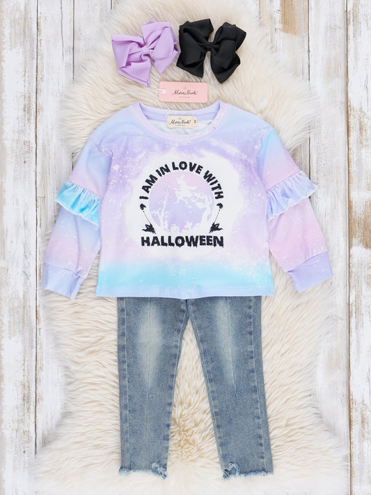 Purple Ombre Halloween Love Ruffle Outfit
