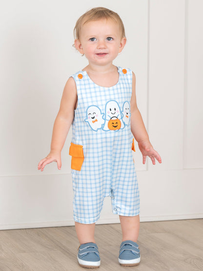 Blue Plaid Embroidered Ghost Pals Johnny