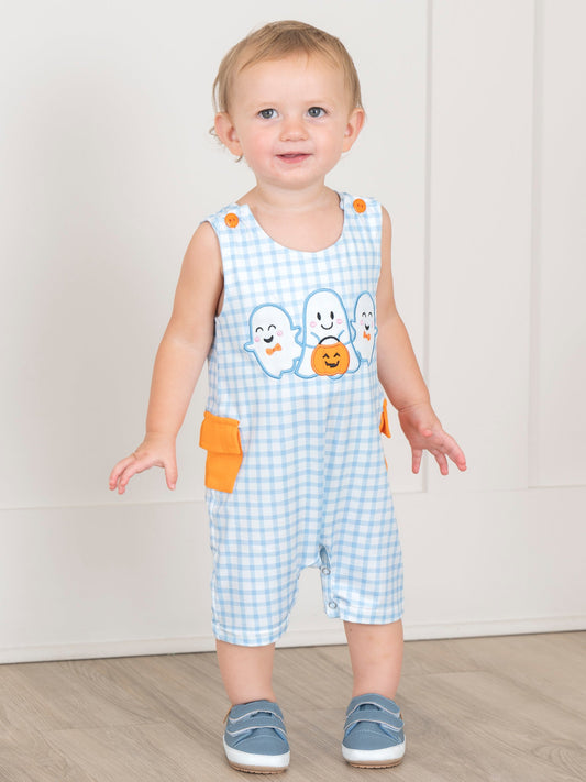 Blue Plaid Embroidered Ghost Pals Johnny