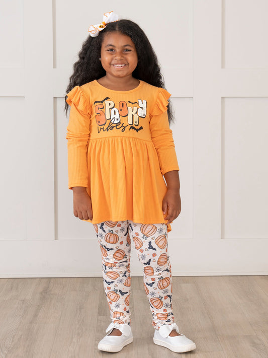 Orange "Spooky Vibes" Ruffle Outfit