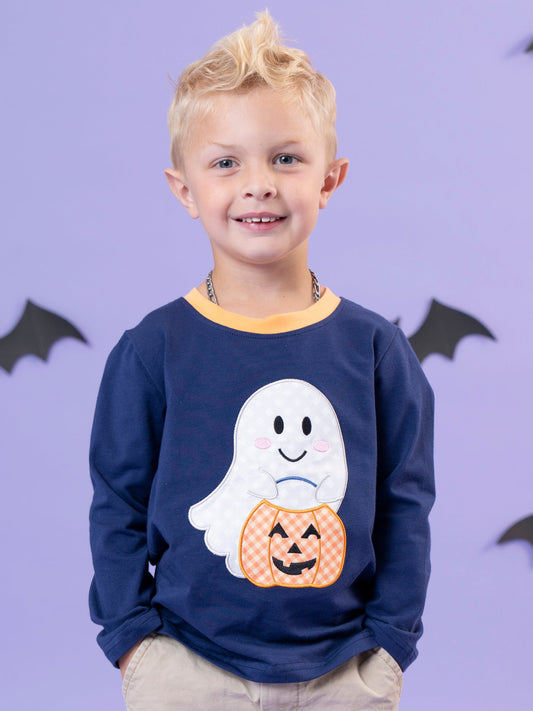 Lil’ Trickster Ghost Embroidered Top
