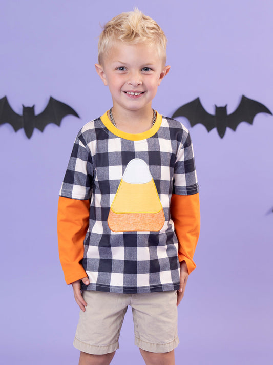 Sweet as Candy Corn Embroidered Top