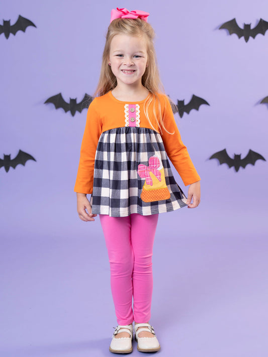 Sweet as Candy Corn Embroidered Ruffle Outfit
