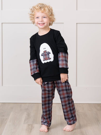 Embroidered Halloween Plaid Outfit