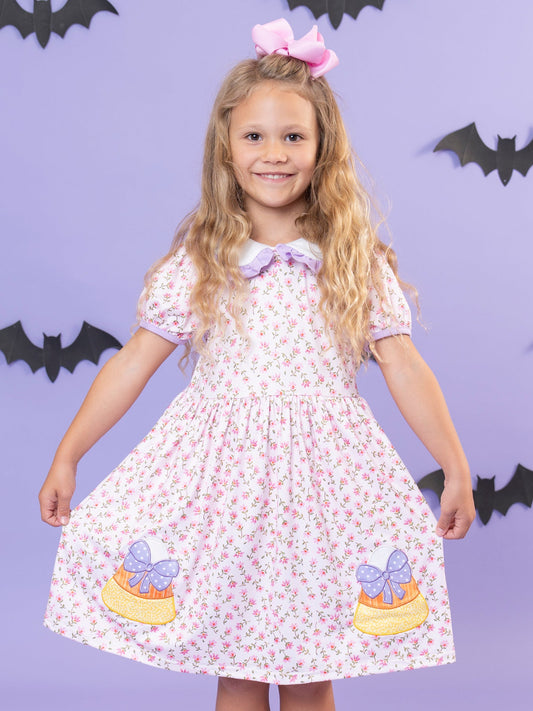 Candy Blossoms Embroidered Ruffle Dress