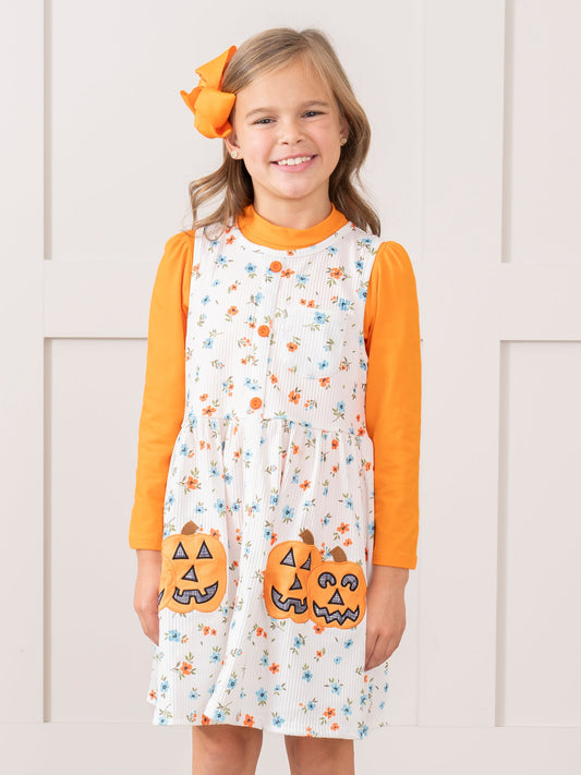 Embroidered Jack-O-Lantern Garden Skirtall Set
