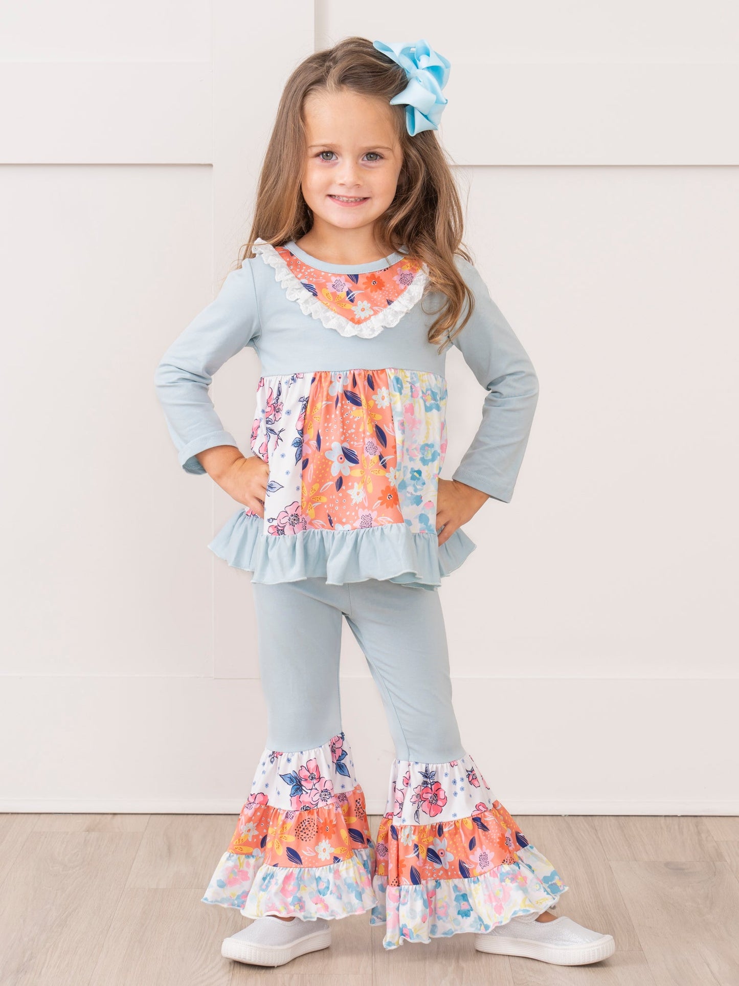 Teal & Orange Garden Ruffle Outfit