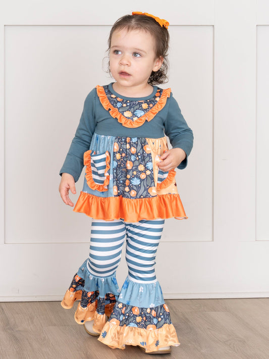 Pocket Flara Bells Outfit - Blue Grey