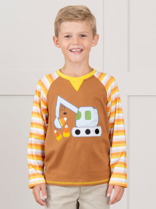 Candy Corn Excavator Raglan Sleeve Shirt